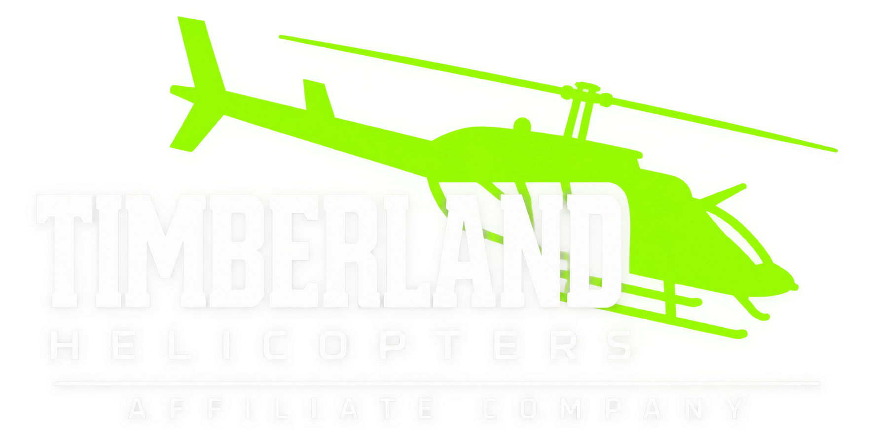 Timberland Helicopters logo: a green helicopter silhouette above the words Timberland Helicopters, Affiliate Company